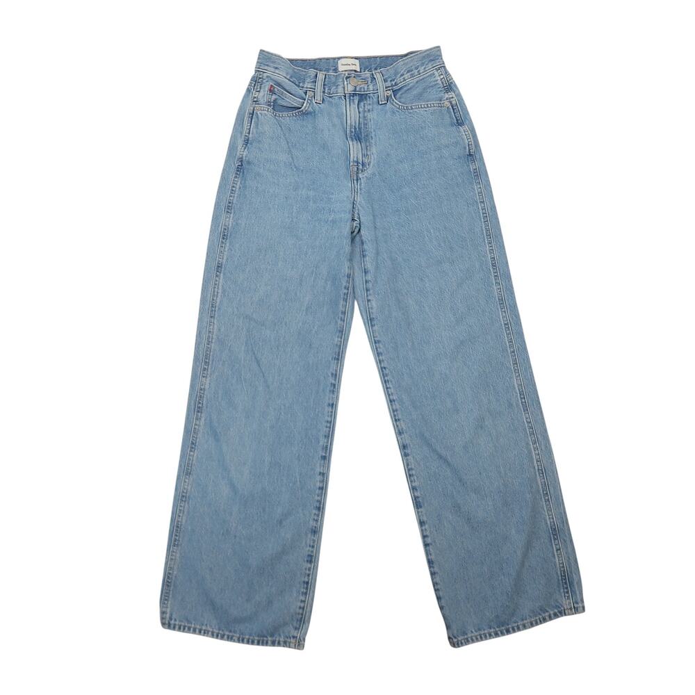 Sunday Best Mid Rise Baggy Wide Leg Jeans Light Wash Blue Denim 2